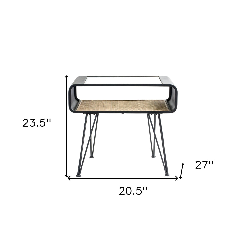 21" Black Metal and Glass End Table With Shelf By Homeroots | End Tables | Modishstore - 5