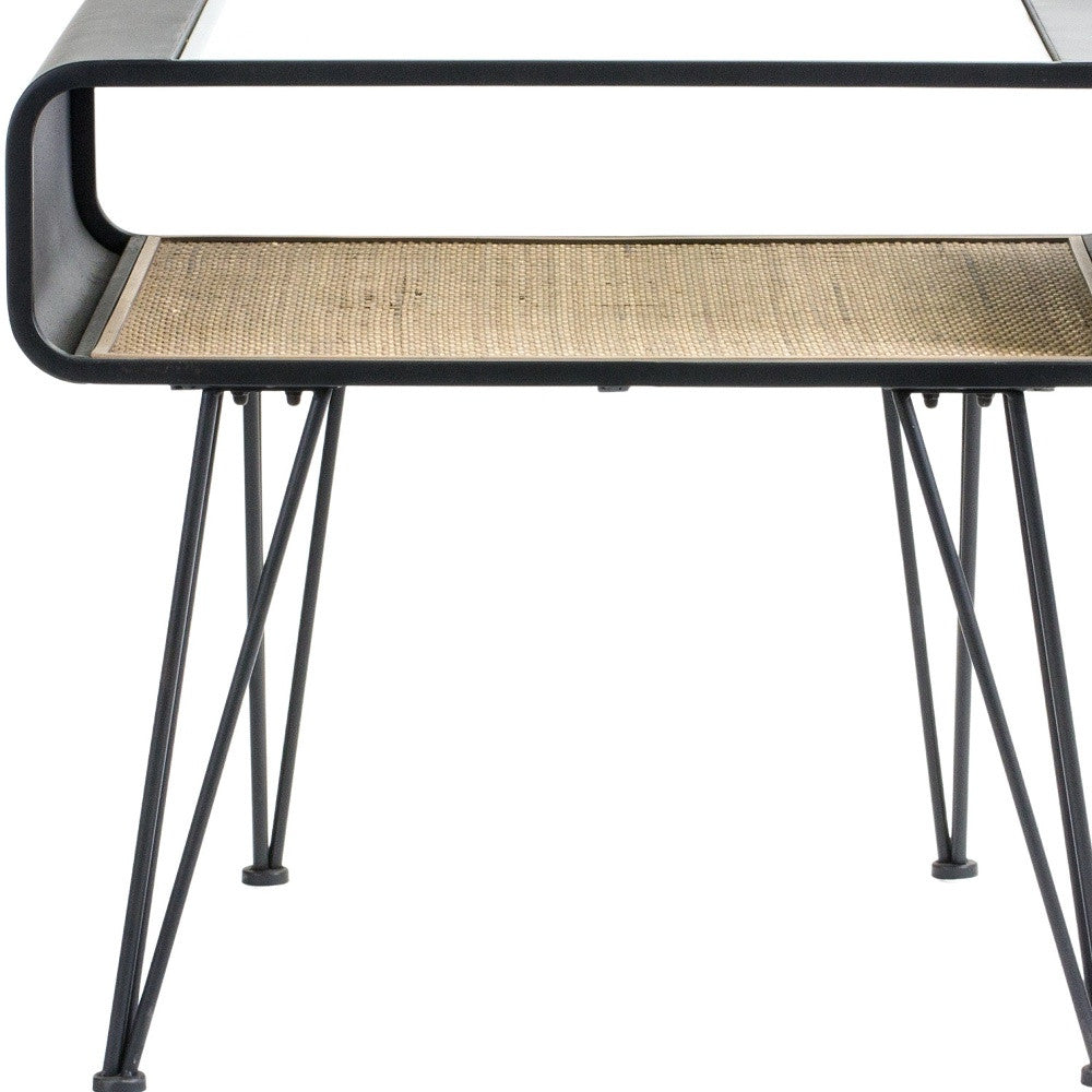 21" Black Metal and Glass End Table With Shelf By Homeroots | End Tables | Modishstore - 4