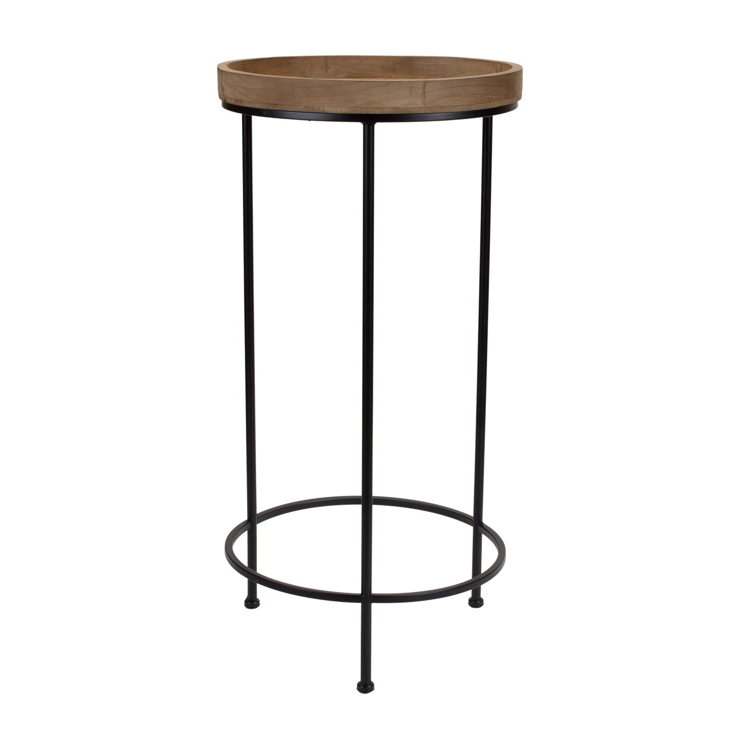 Set Of Three 14" Black And Brown Solid Wood Round End Tables By Homeroots