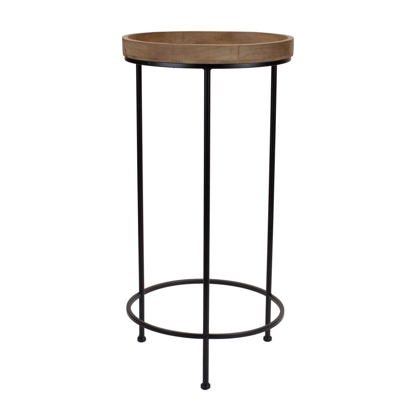 Set Of Three 14" Black And Brown Solid Wood Round End Tables By Homeroots | End Tables | Modishstore