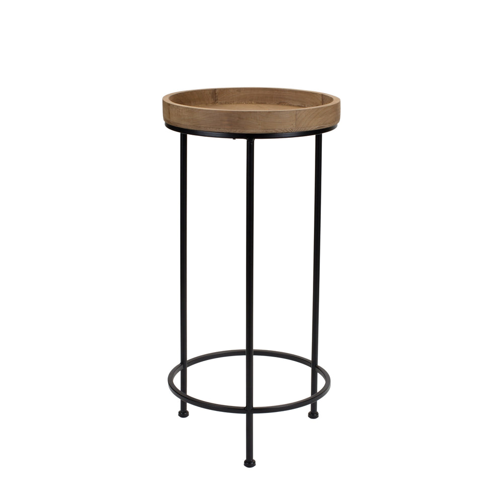 Set Of Three 14" Black And Brown Solid Wood Round End Tables By Homeroots | End Tables | Modishstore - 2