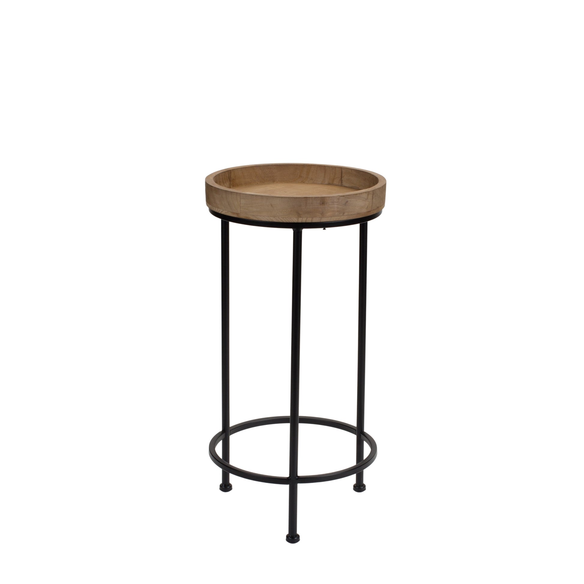Set Of Three 14" Black And Brown Solid Wood Round End Tables By Homeroots | End Tables | Modishstore - 3
