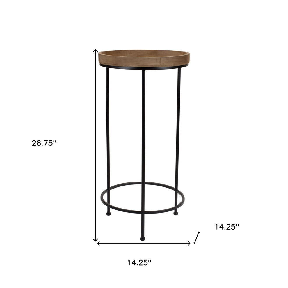 Set Of Three 14" Black And Brown Solid Wood Round End Tables By Homeroots | End Tables | Modishstore - 6