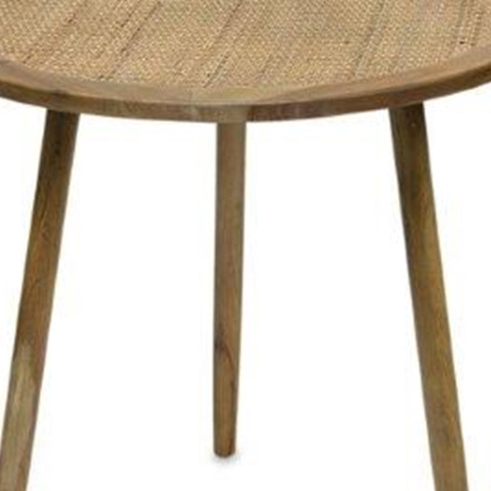 Set Of Three 23" Brown Rattan Round End Tables By Homeroots | End Tables | Modishstore - 5