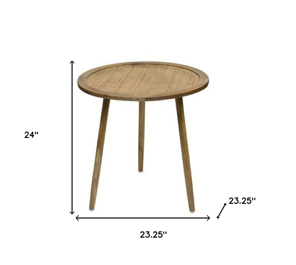 Set Of Three 23" Brown Rattan Round End Tables By Homeroots | End Tables | Modishstore - 7