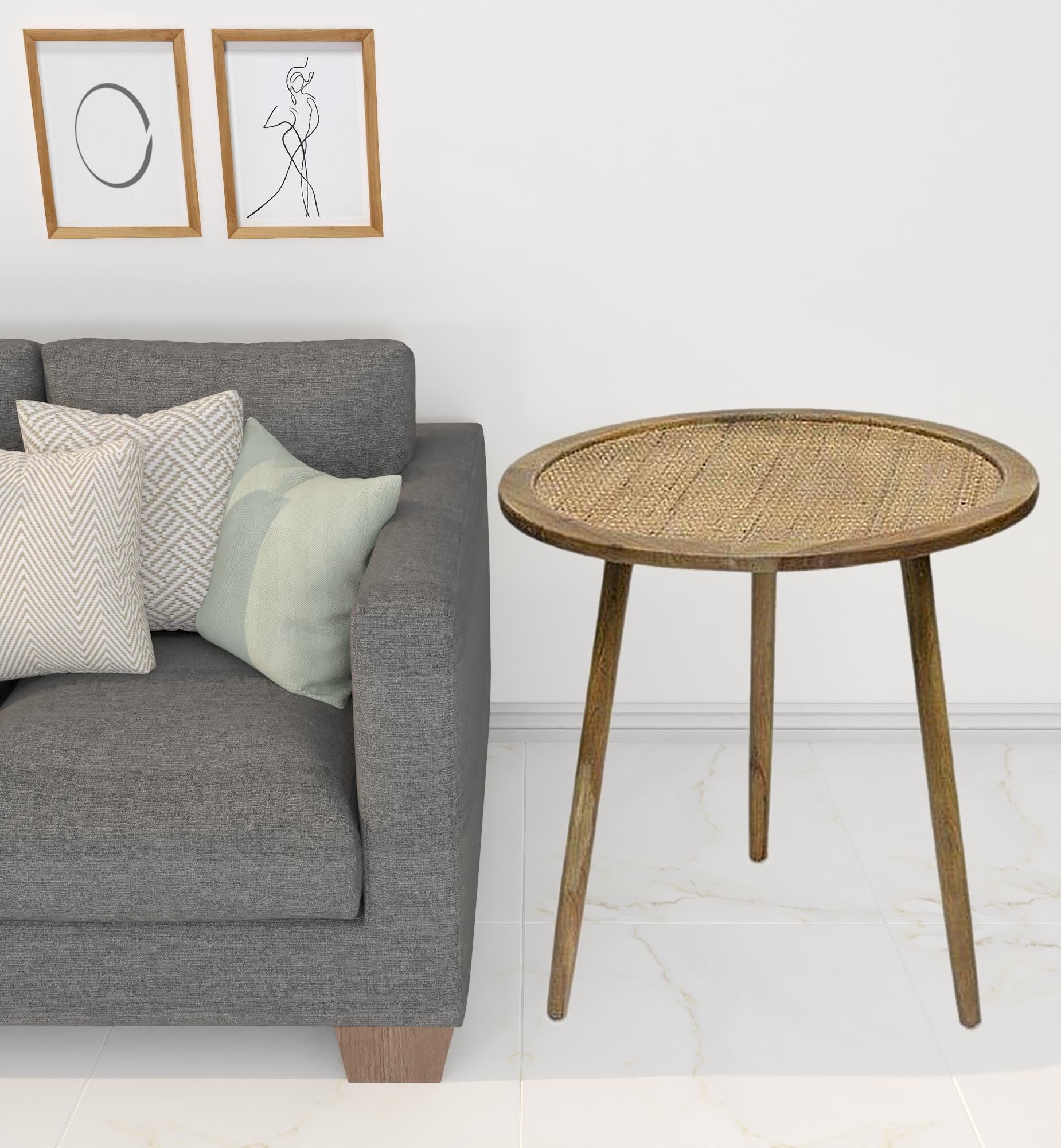 Set Of Three 23" Brown Rattan Round End Tables By Homeroots | End Tables | Modishstore - 2