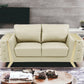 72" Beige And Gold Genuine Leather Love Seat By Homeroots | Loveseats | Modishstore - 2