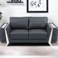 72" Dark Gray And Silver Genuine Leather Love Seat By Homeroots | Loveseats | Modishstore - 2