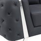 50" Dark Gray and Silver Faux Leather Tufted Arm Chair By Homeroots