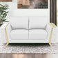 72" White And Gold Genuine Leather Love Seat By Homeroots | Loveseats | Modishstore - 2