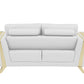 72" White And Gold Genuine Leather Love Seat By Homeroots