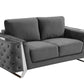 72" Dark Gray And Silver Velvet Love Seat By Homeroots