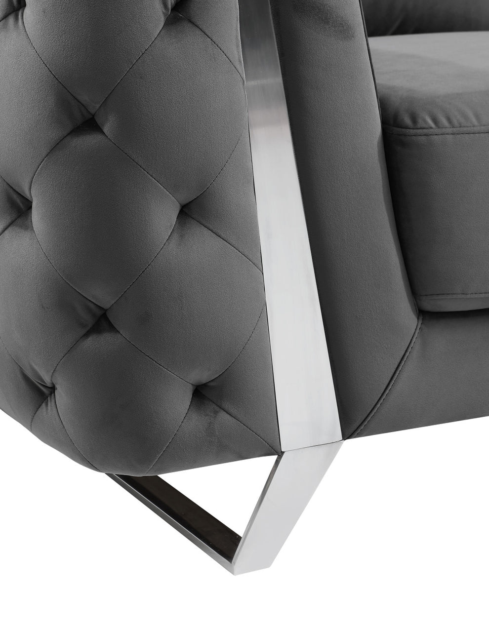 72" Dark Gray And Silver Velvet Love Seat By Homeroots | Loveseats | Modishstore - 8