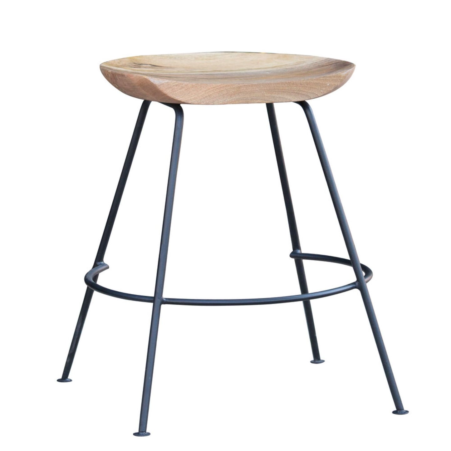 26" Wood Brown And Light Gray Backless Counter Height Bar Chair With Footrest By Homeroots | Bar Stools | Modishstore - 2