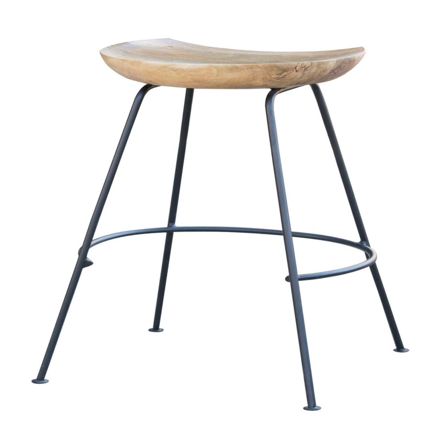 26" Wood Brown And Light Gray Backless Counter Height Bar Chair With Footrest By Homeroots | Bar Stools | Modishstore - 3