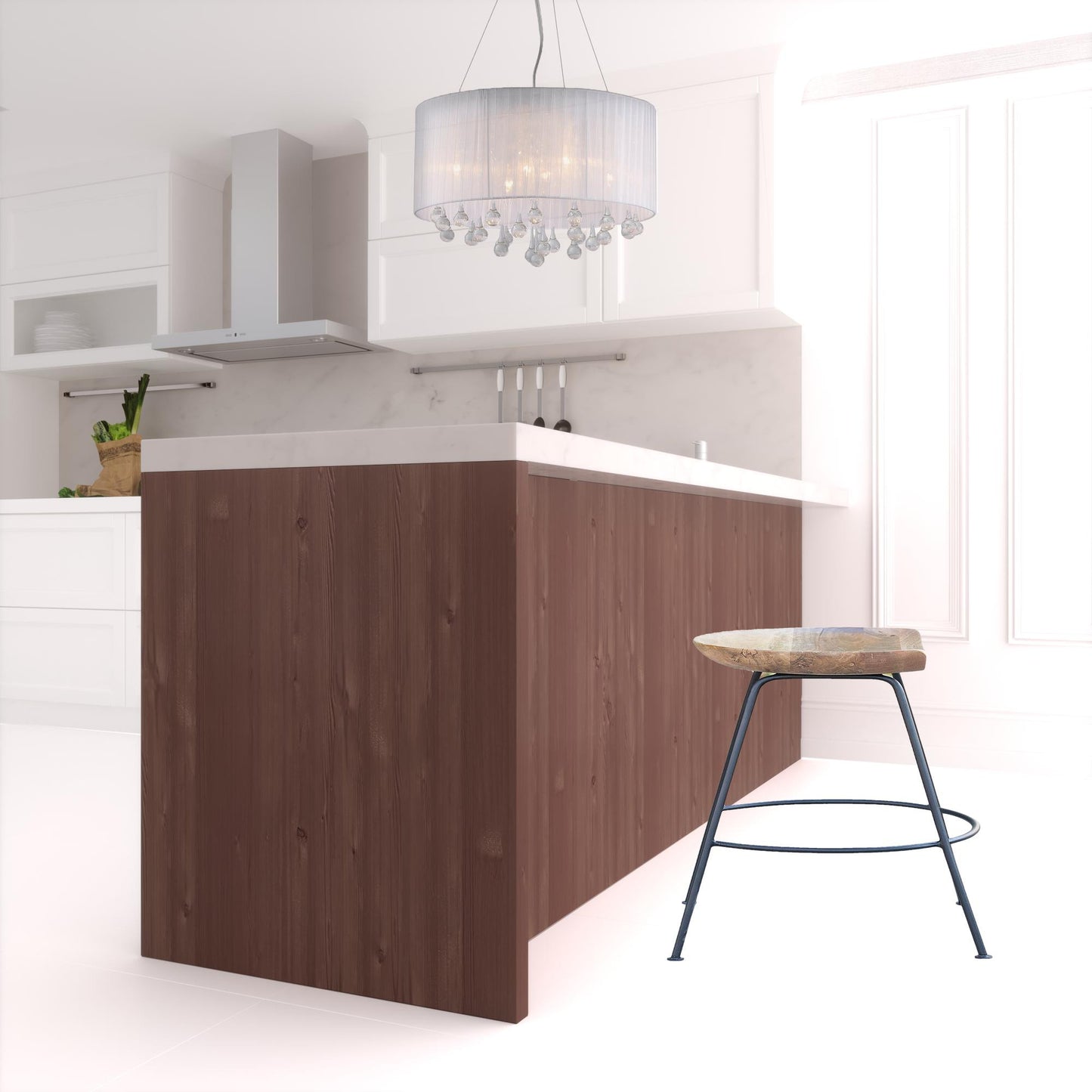 26" Wood Brown And Light Gray Backless Counter Height Bar Chair With Footrest By Homeroots | Bar Stools | Modishstore - 4