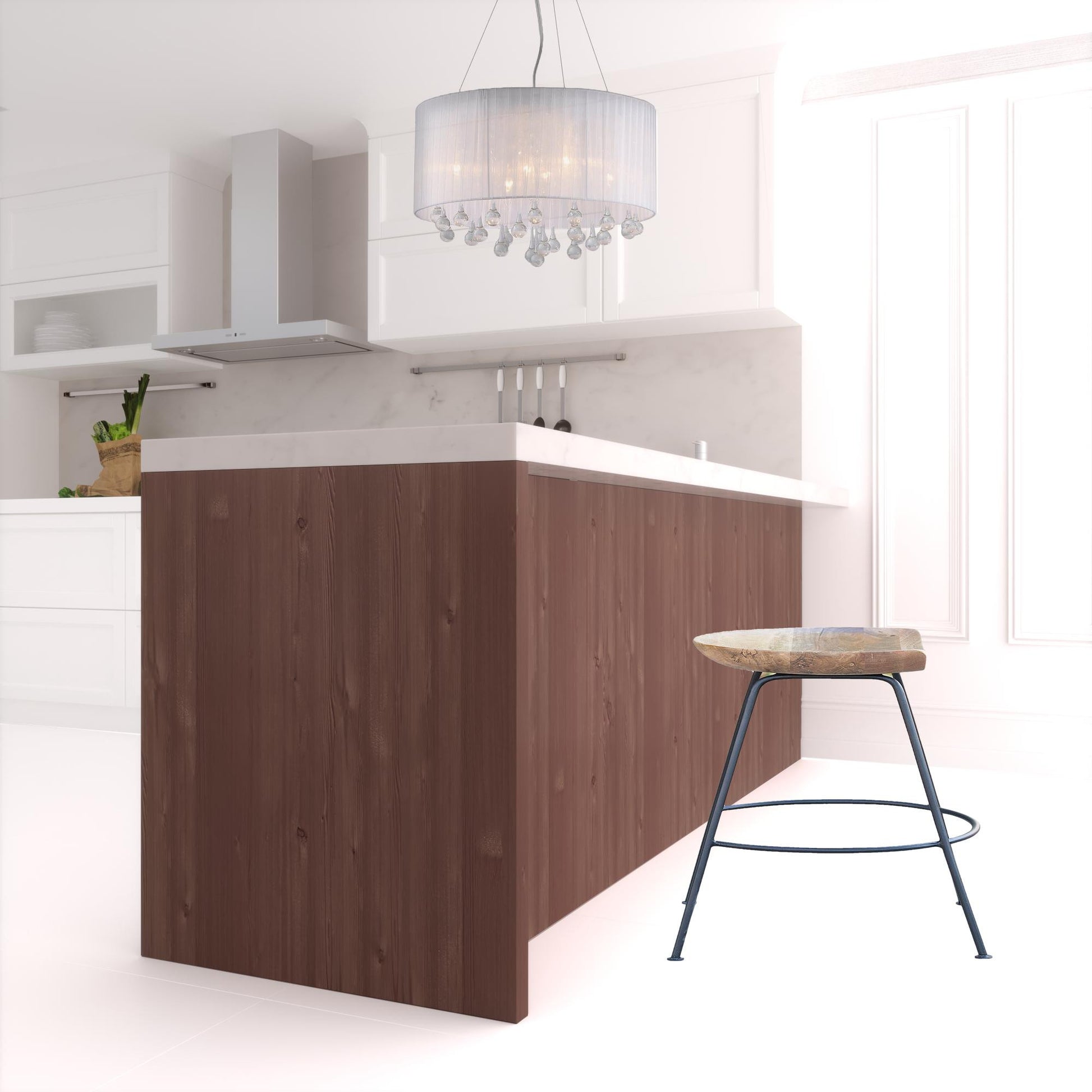 26" Wood Brown And Light Gray Backless Counter Height Bar Chair With Footrest By Homeroots | Bar Stools | Modishstore - 4