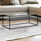 46" Black Glass Rectangular Coffee Table With Shelf By Homeroots | Coffee Tables | Modishstore - 4
