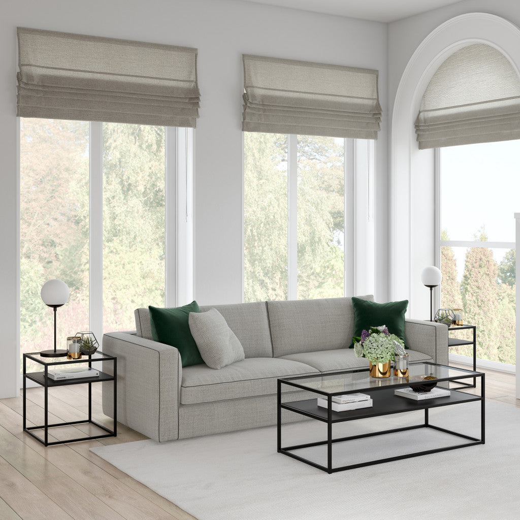 46" Black Glass Rectangular Coffee Table With Shelf By Homeroots | Coffee Tables | Modishstore - 6