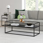 46" Black Glass Rectangular Coffee Table With Shelf By Homeroots | Coffee Tables | Modishstore - 7