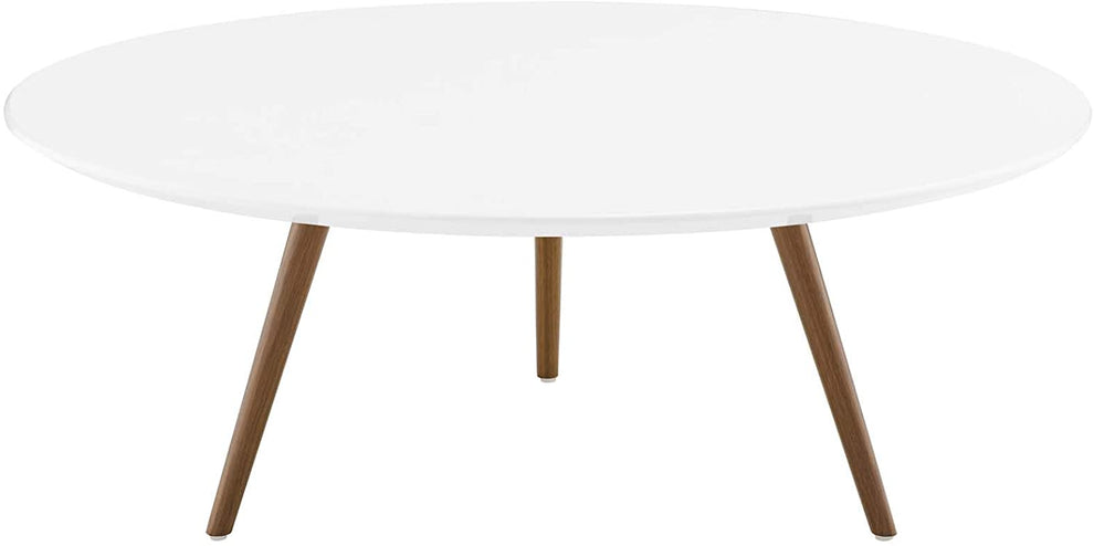 Modway Lippa 40" Round Wood Top Coffee Table with Tripod Base in Walnut White - EEI-3666 | Coffee Tables | Modishstore - 3