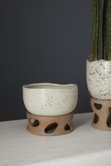 Sandbar Splatter Glaze Bowl/Planter with Clay Base By Accent Decor | Planters, Troughs & Cachepots | Modishstore - 7
