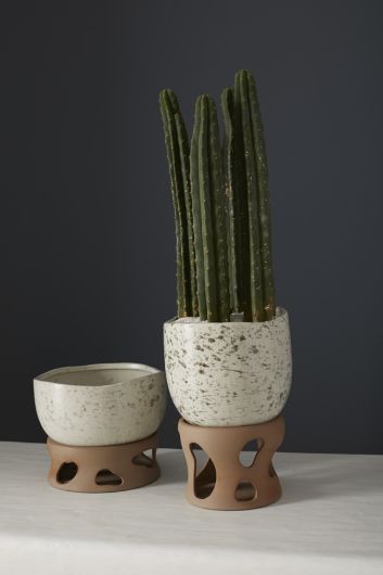 Sandbar Splatter Glaze Bowl/Planter with Clay Base By Accent Decor | Planters, Troughs & Cachepots | Modishstore - 1