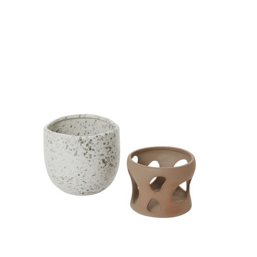 Sandbar Splatter Glaze Bowl/Planter with Clay Base By Accent Decor | Planters, Troughs & Cachepots | Modishstore - 4