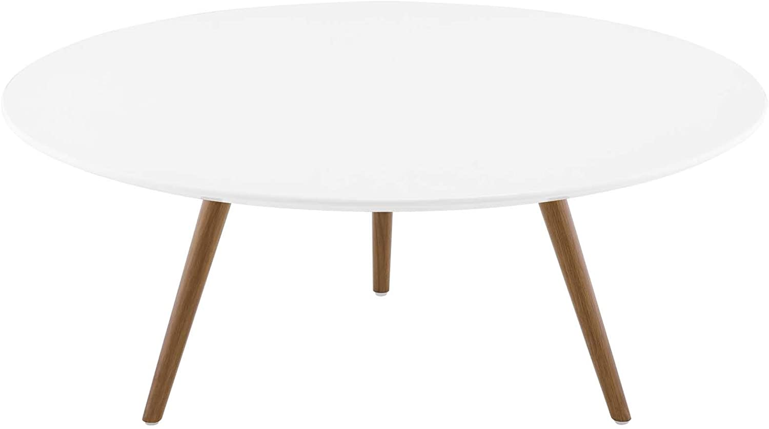 Modway Lippa 47" Round Wood Top Coffee Table with Tripod Base in Walnut White | Coffee Tables | Modishstore