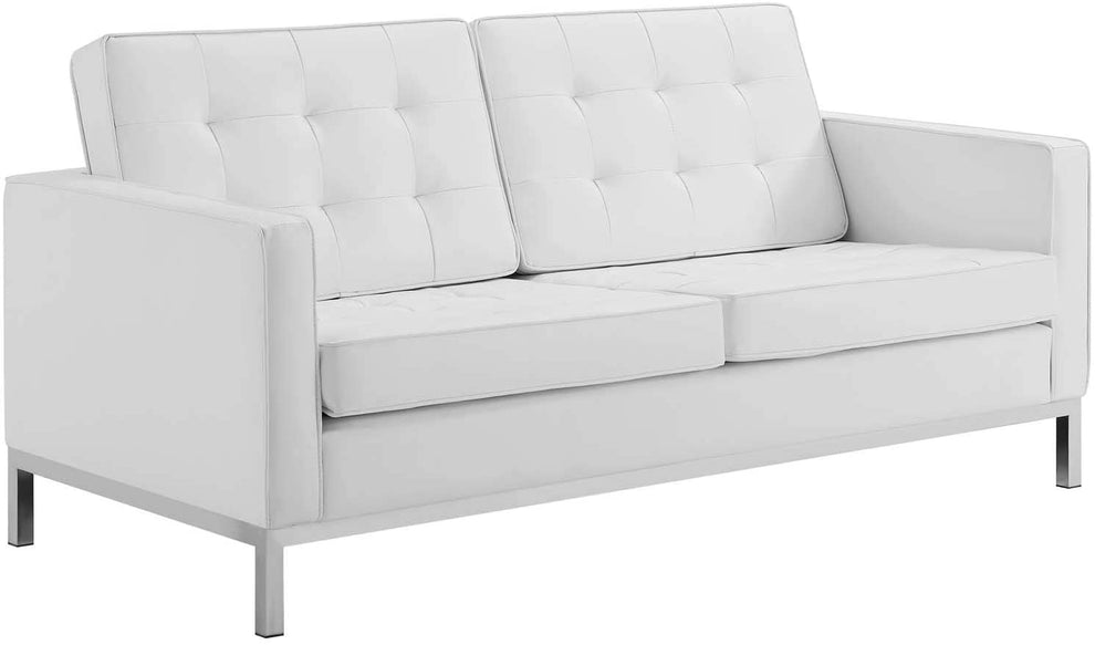 Modway Loft Tufted Upholstered Faux Leather Loveseat - EEI-3388 | Loveseats | Modishstore - 3