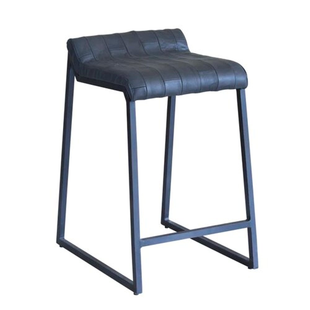 27" Dark Gray Leather Low Back Counter Height Bar Chair With Footrest By Homeroots | Bar Stools | Modishstore