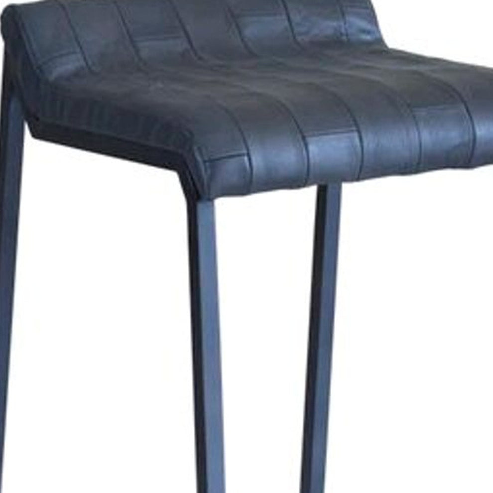 27" Dark Gray Leather Low Back Counter Height Bar Chair With Footrest By Homeroots | Bar Stools | Modishstore - 3