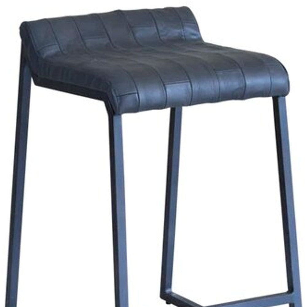 27" Dark Gray Leather Low Back Counter Height Bar Chair With Footrest By Homeroots | Bar Stools | Modishstore - 4