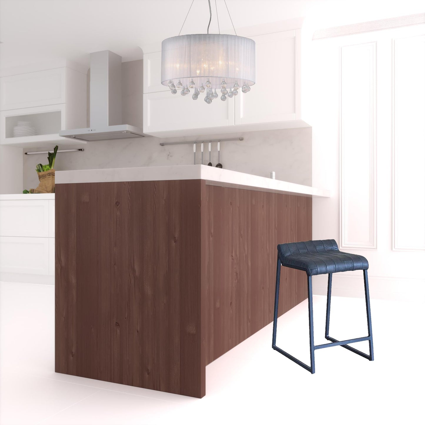 27" Dark Gray Leather Low Back Counter Height Bar Chair With Footrest By Homeroots | Bar Stools | Modishstore - 2