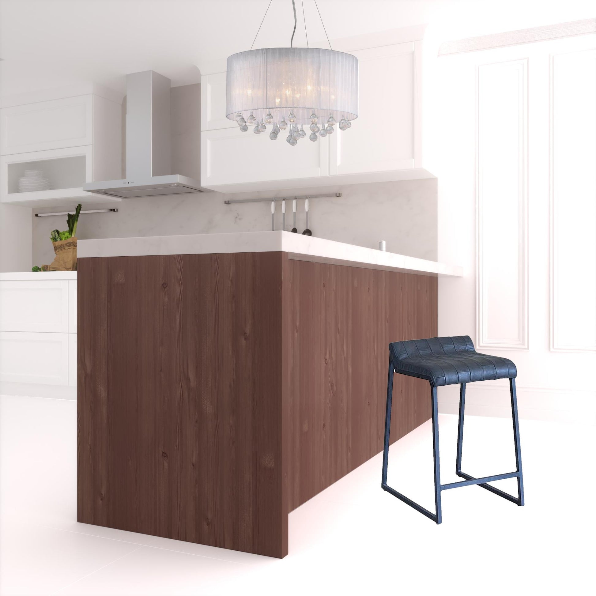 27" Dark Gray Leather Low Back Counter Height Bar Chair With Footrest By Homeroots | Bar Stools | Modishstore - 2