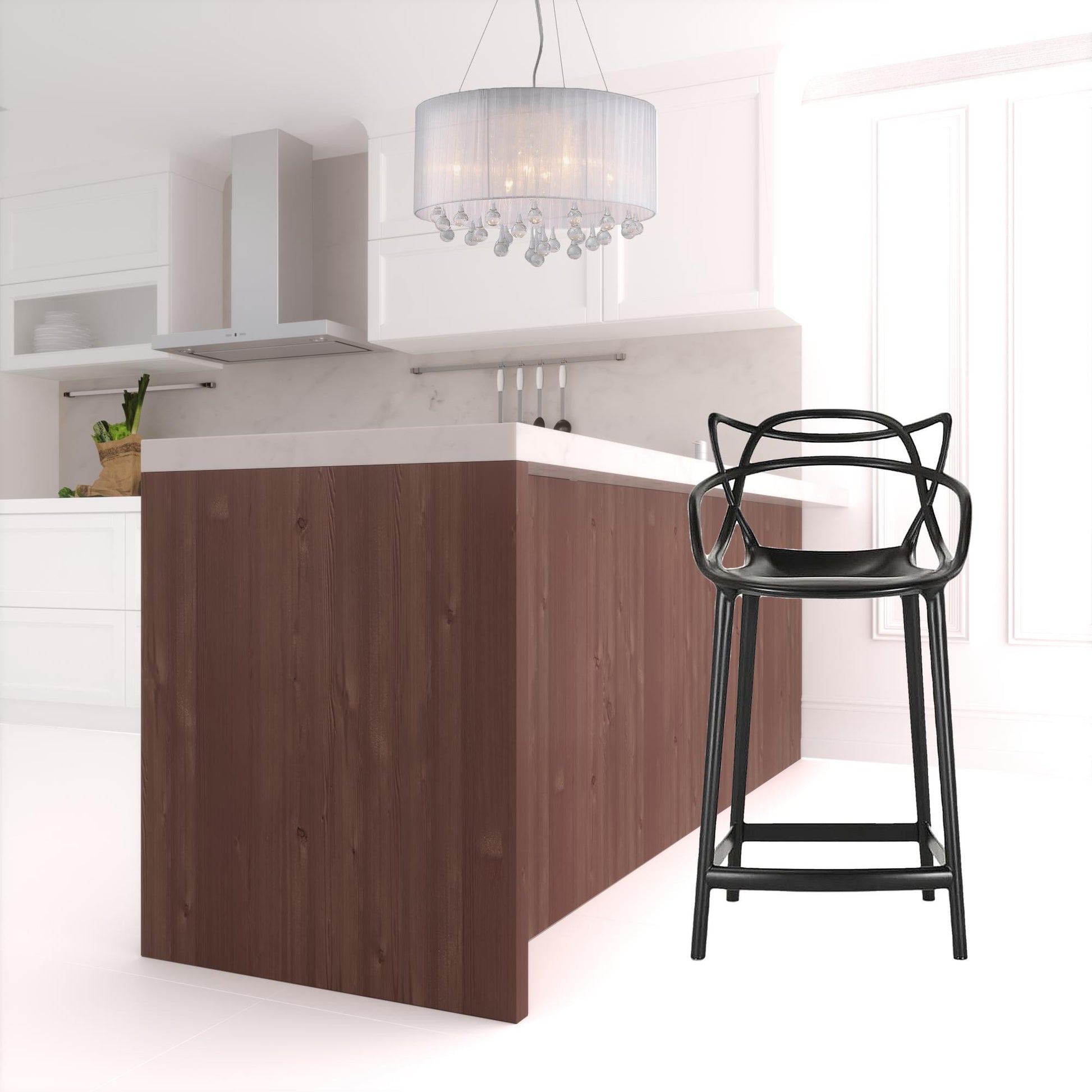 31" Black Bar Chair with Footrest By Homeroots | Bar Stools | Modishstore - 4