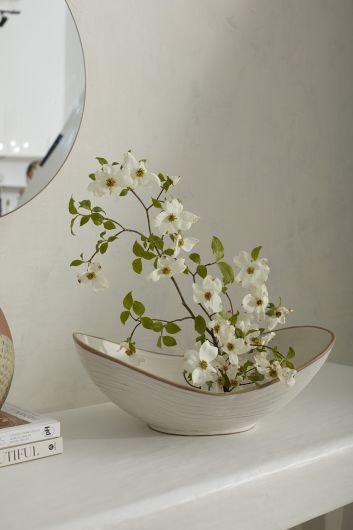 Kelyfos White Flower Bowl/ Serving Bowl by Accent Decor | Decorative Bowls | Modishstore - 2