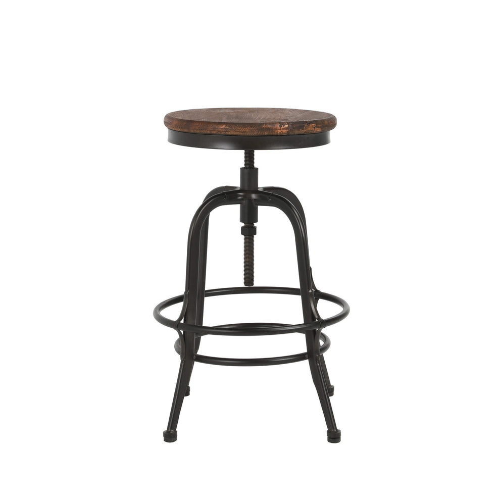 24" Brown And Black Iron Backless Adjustable Height Bar Chair With Footrest By Homeroots | Bar Stools | Modishstore - 2