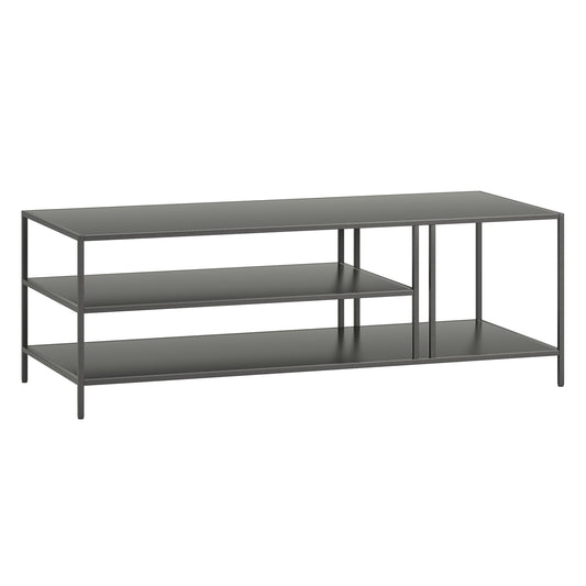 48" Gray Steel Rectangular Coffee Table With Two Shelves By Homeroots