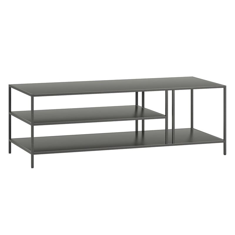 48" Gray Steel Rectangular Coffee Table With Two Shelves By Homeroots | Coffee Tables | Modishstore