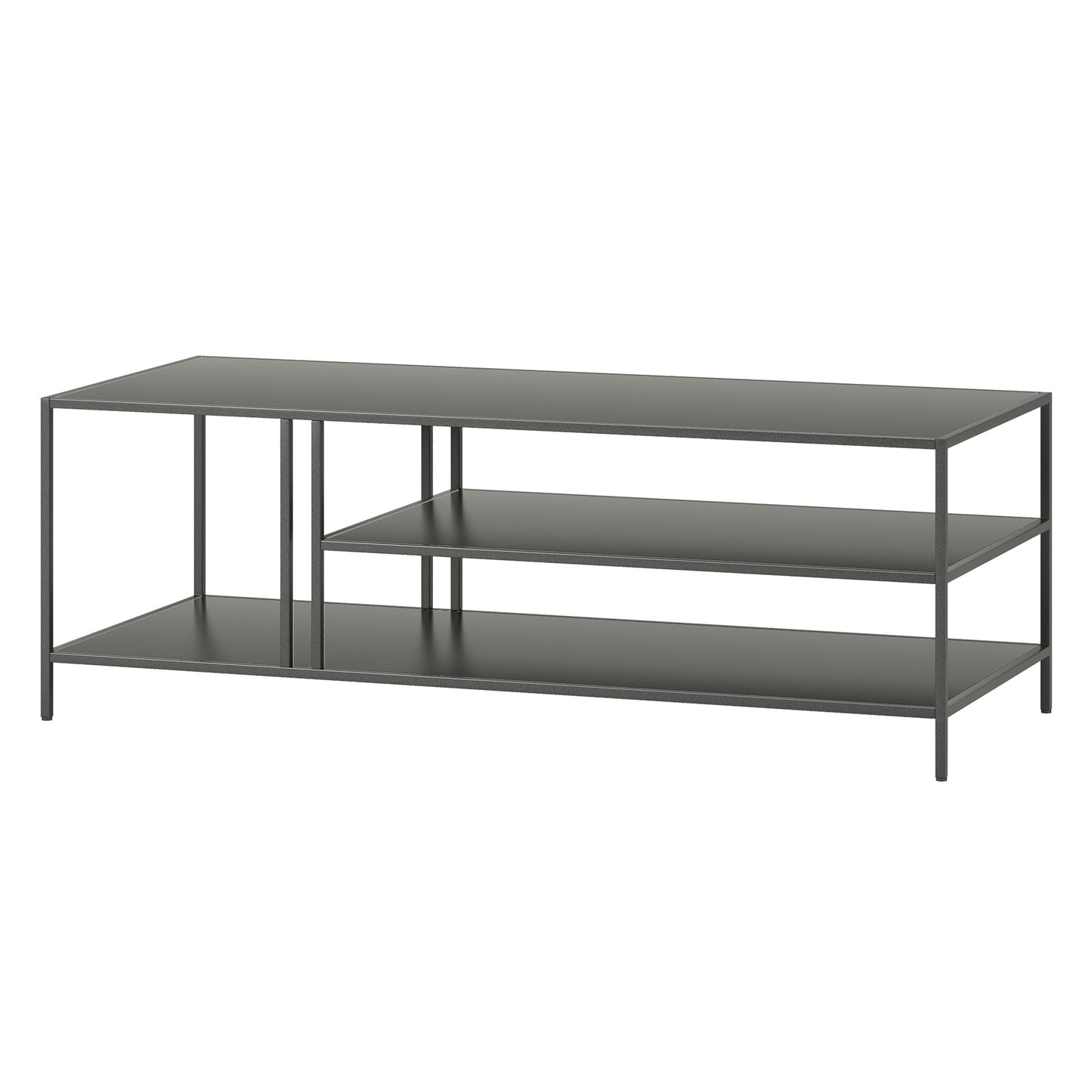 48" Gray Steel Rectangular Coffee Table With Two Shelves By Homeroots | Coffee Tables | Modishstore - 3