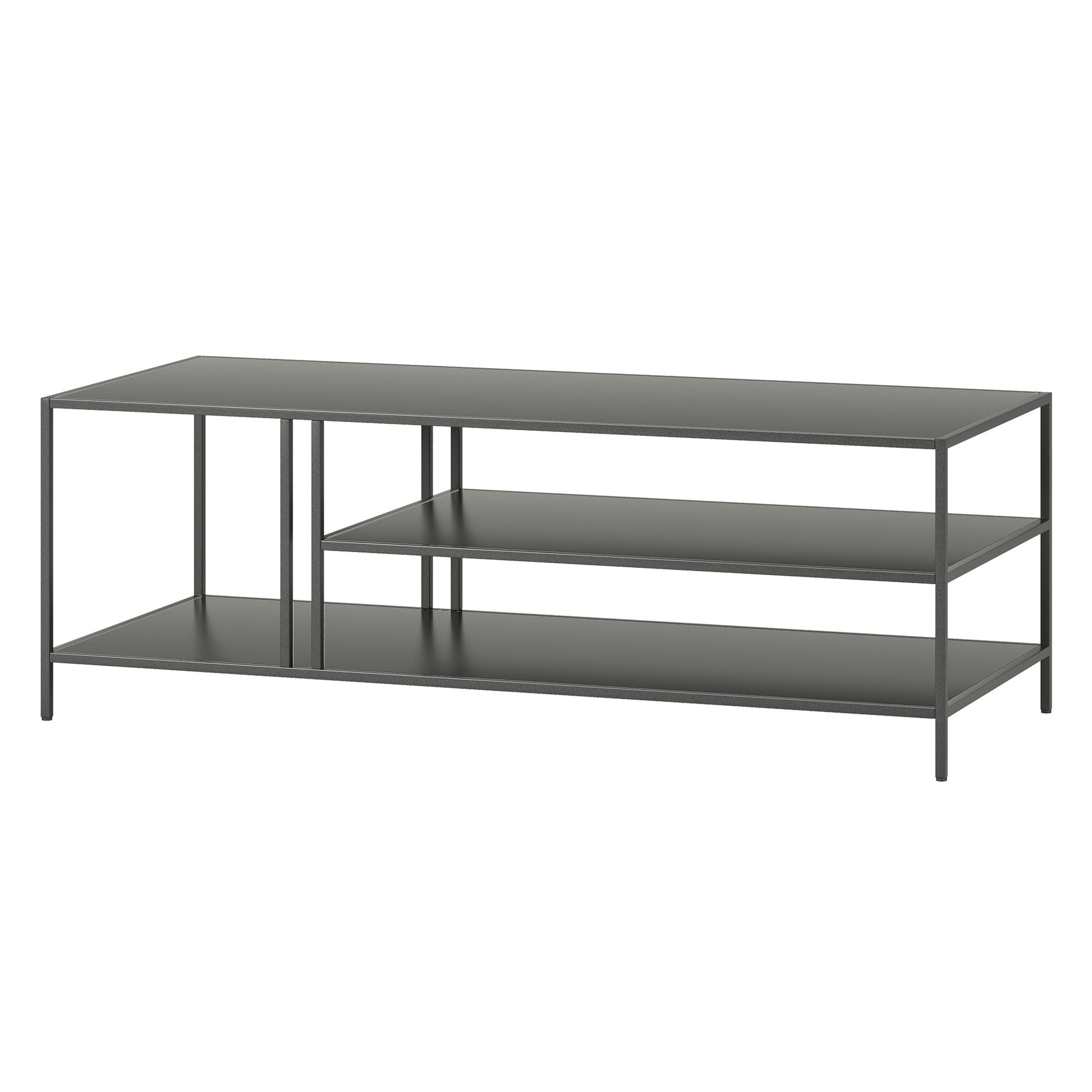 48" Gray Steel Rectangular Coffee Table With Two Shelves By Homeroots | Coffee Tables | Modishstore - 3