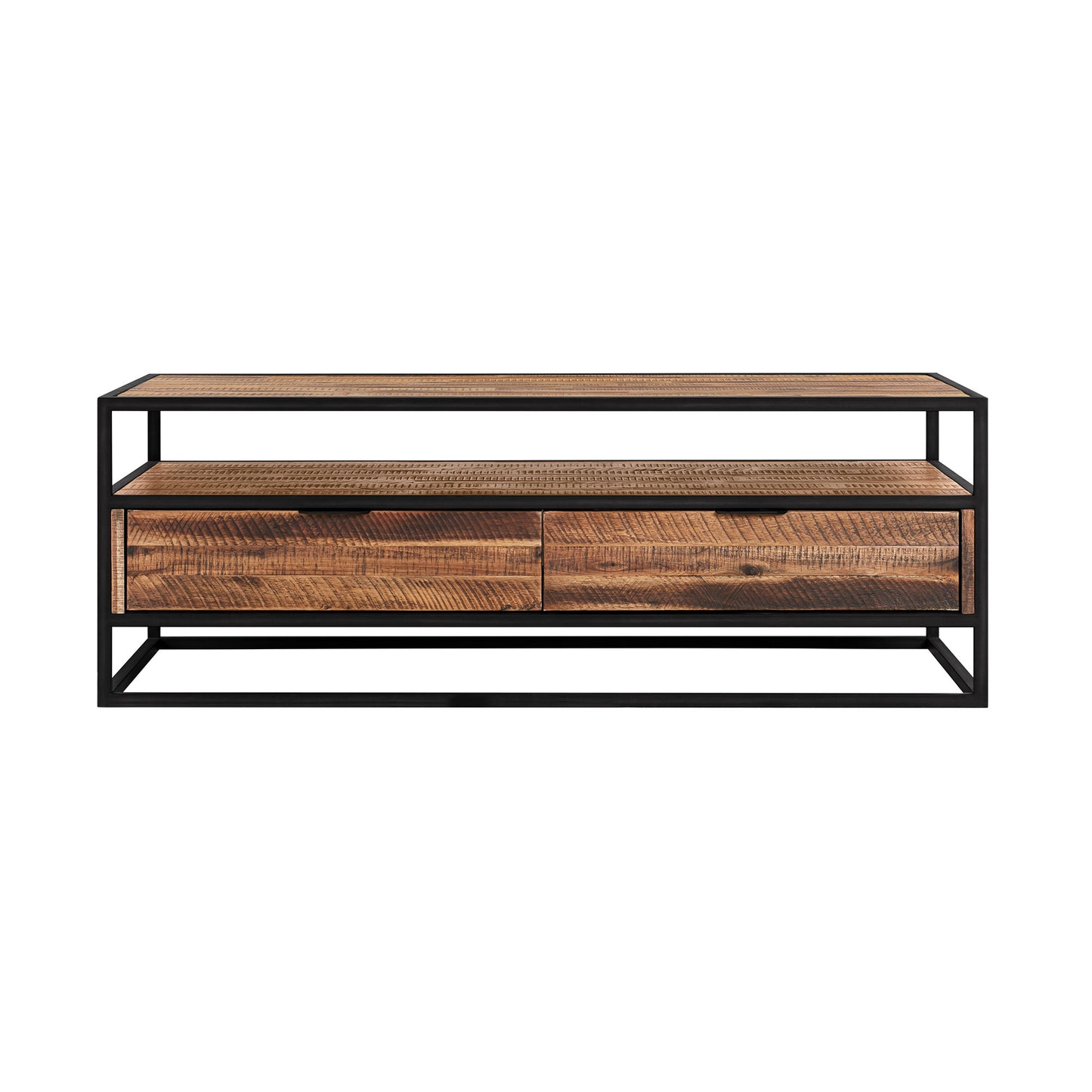 50" Brown And Black Solid Wood Rectangular Coffee Table With Shelf By Homeroots | Coffee Tables | Modishstore - 2