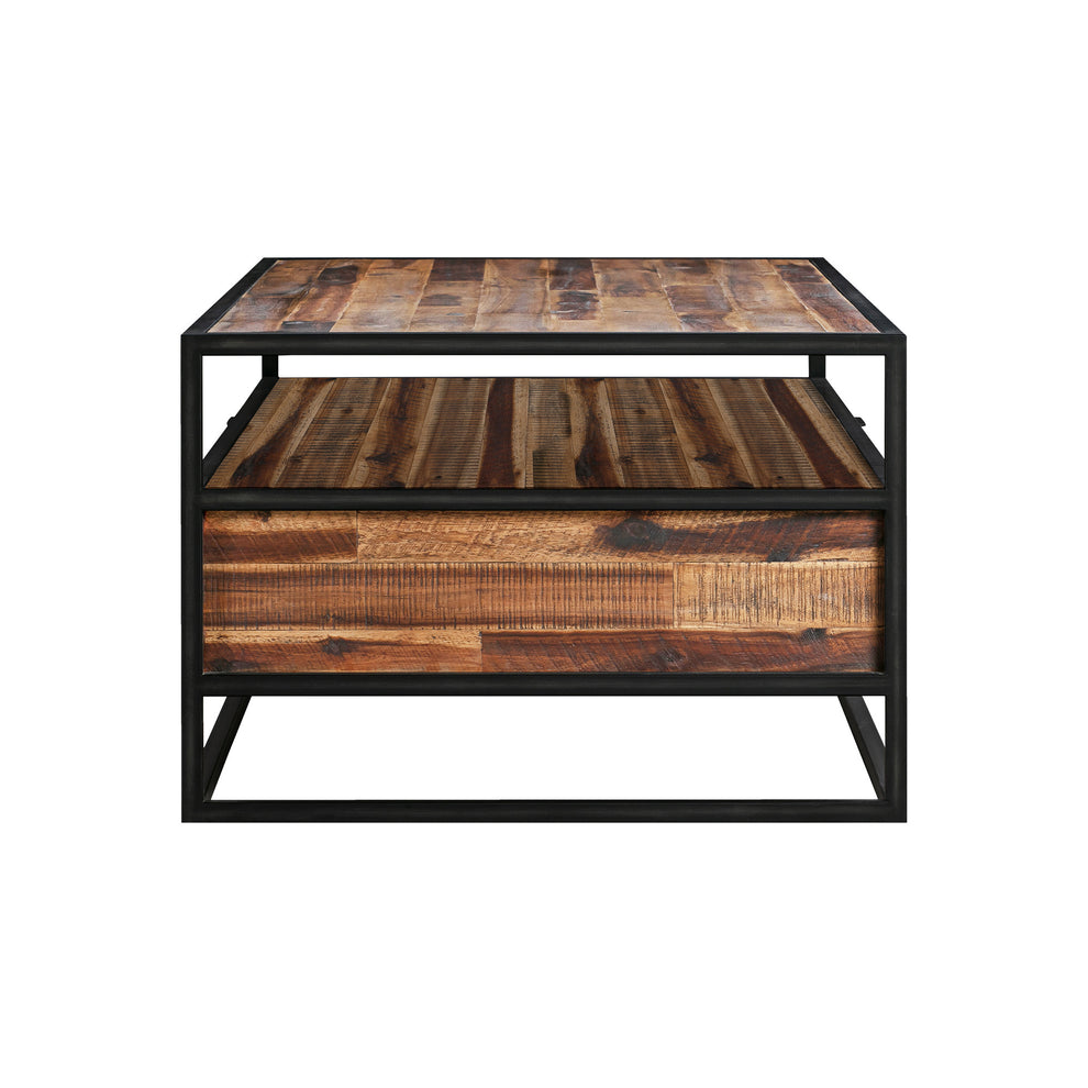 50" Brown And Black Solid Wood Rectangular Coffee Table With Shelf By Homeroots | Coffee Tables | Modishstore - 4