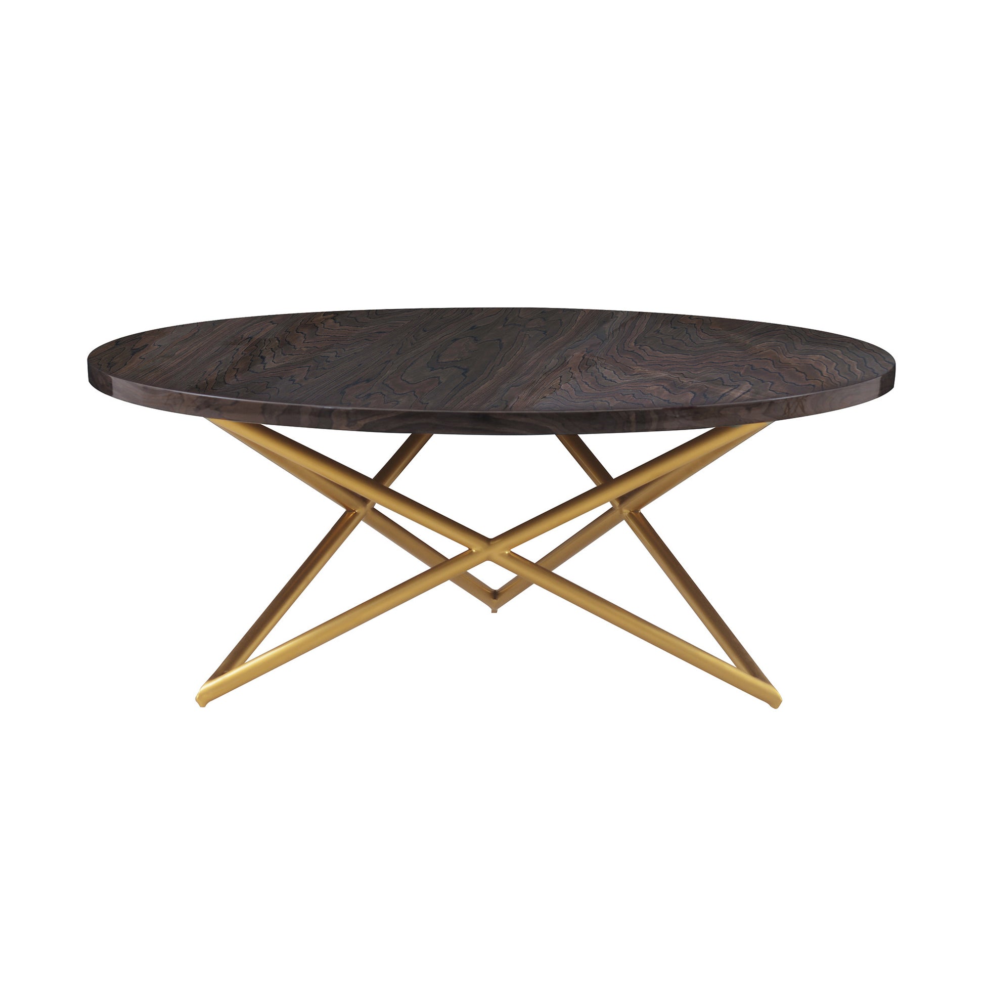 43" Brown And Gold Genuine Marble Round Coffee Table By Homeroots | Coffee Tables | Modishstore