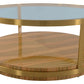 43" Glass And Gold Glass Round Coffee Table With Shelf By Homeroots | Coffee Tables | Modishstore - 4