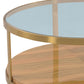 43" Glass And Gold Glass Round Coffee Table With Shelf By Homeroots | Coffee Tables | Modishstore - 5