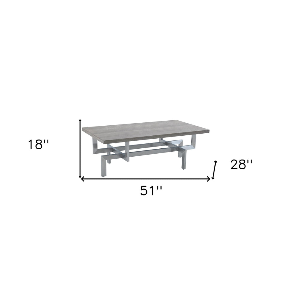51" Grey And Silver Rectangular Coffee Table By Homeroots | Coffee Tables | Modishstore - 5
