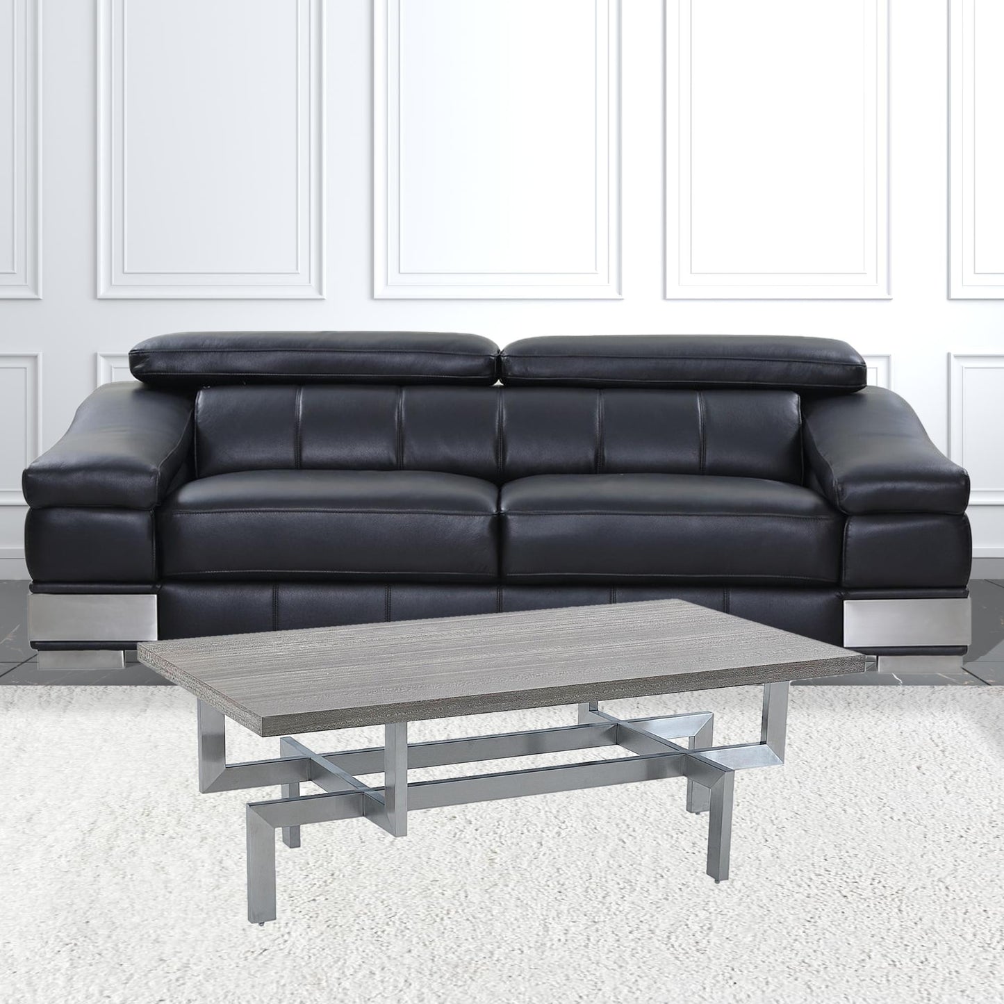 51" Grey And Silver Rectangular Coffee Table By Homeroots | Coffee Tables | Modishstore - 2