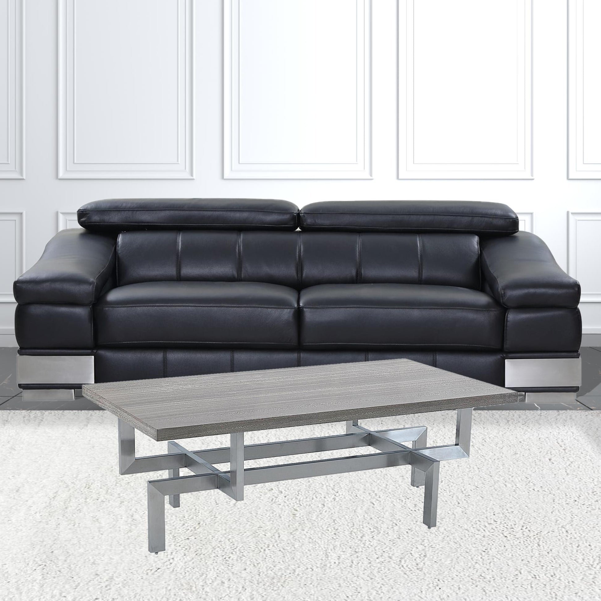 51" Grey And Silver Rectangular Coffee Table By Homeroots | Coffee Tables | Modishstore - 2
